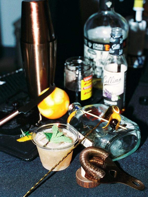 Crafted cocktail with fresh mint garnish